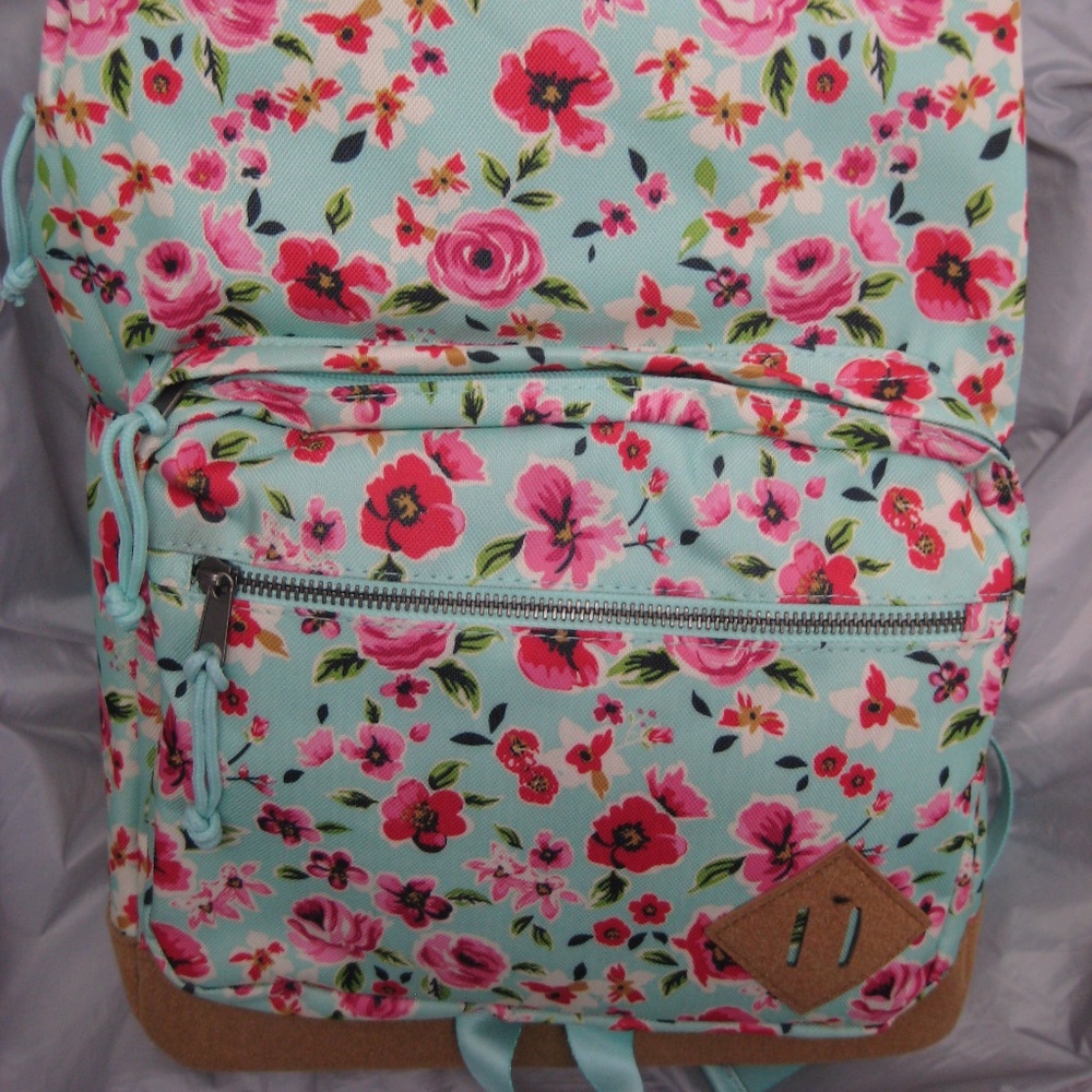 Backpack Aqua Pink Flower Canvas No Boundaries